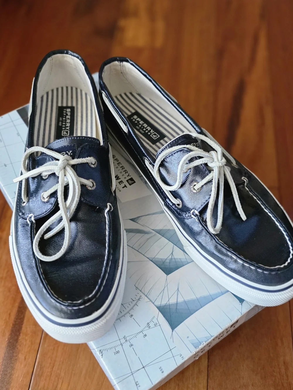 Sperry Top-Sider Bahama Blue Shiny Canvas Boat Shoes Mens 11M Sneaker Yacht Club